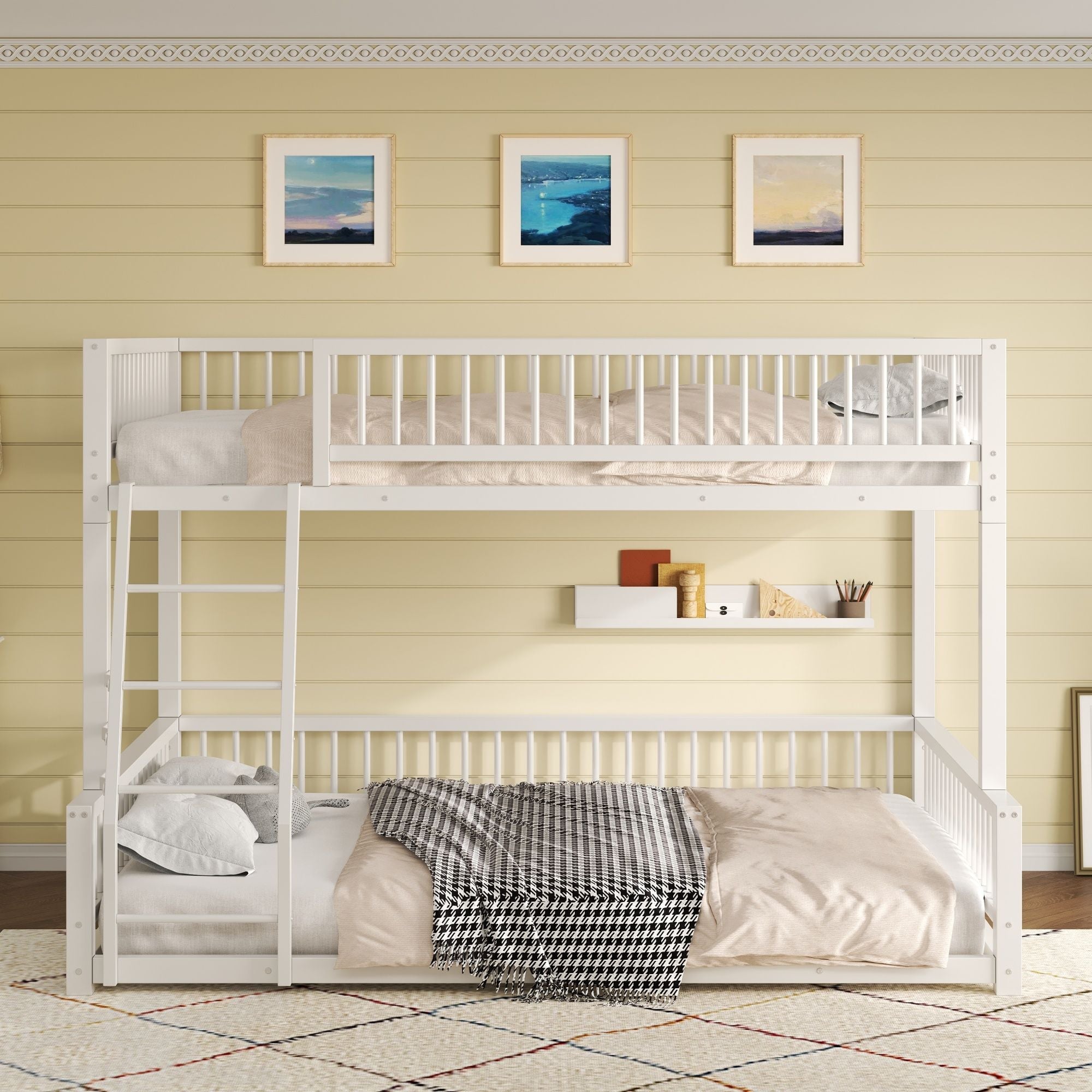 Bunk Bed Frame With Ladder And Safety Guardrails by HouseOfZazla