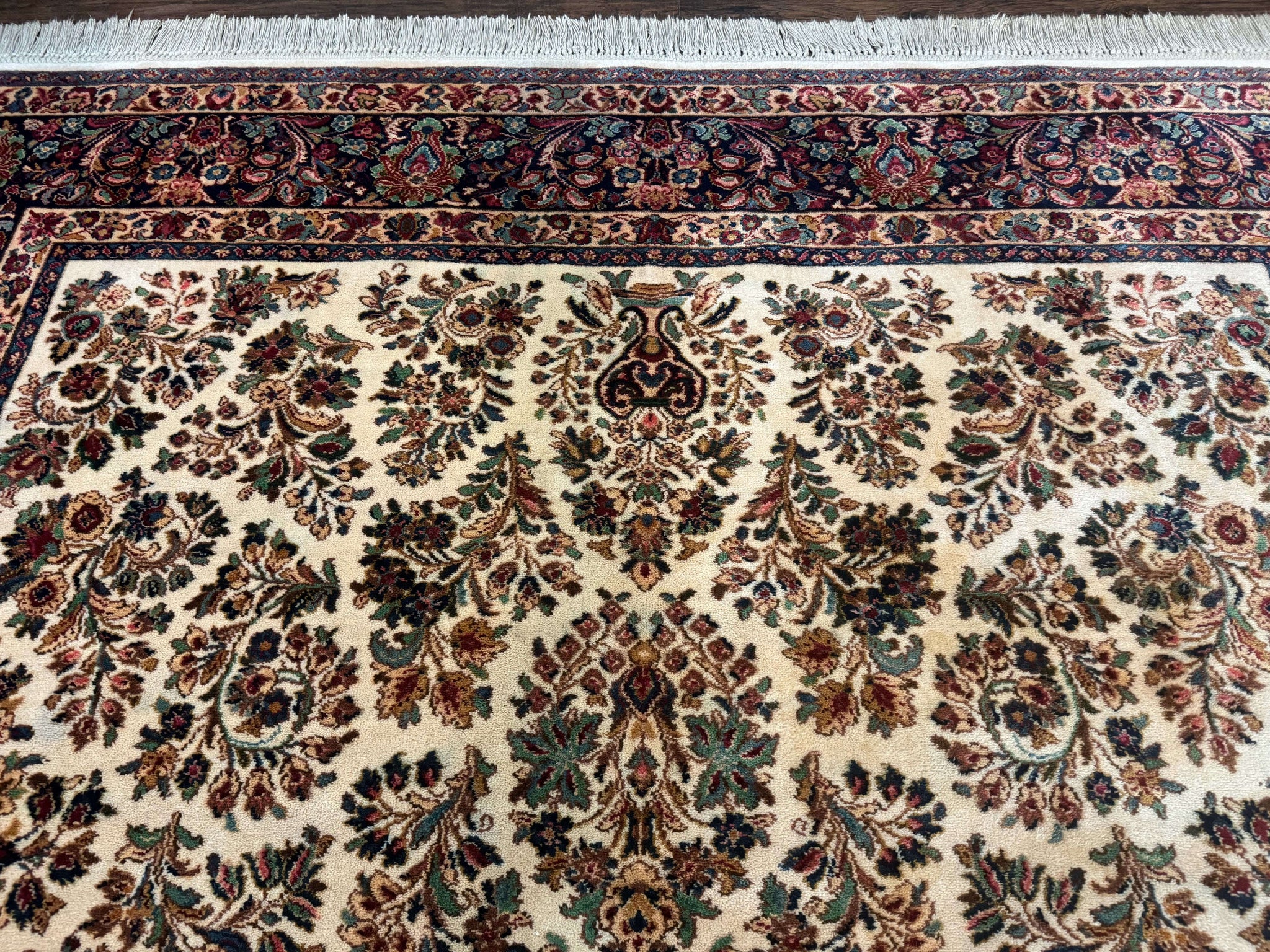 8.8 x 12 Karastan Ivory Sarouk Rug #760, Wool Pile, Vintage, Original 700 Series by Jewel Rugs