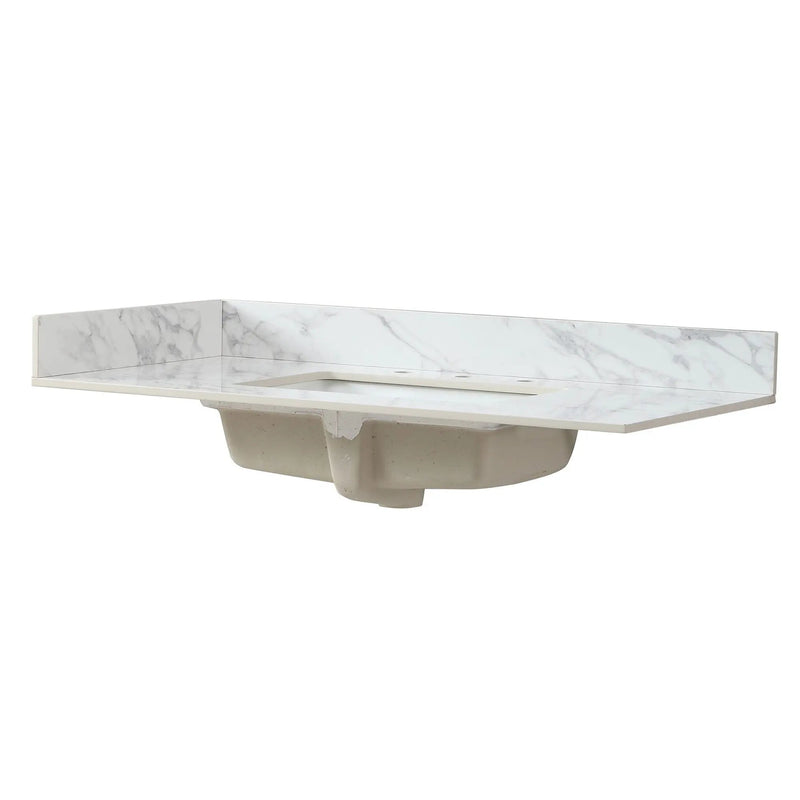 Engineered Marble Stone Bathroom Sink Side Splash - Bianco Carrara Wenato by HouseOfZazla