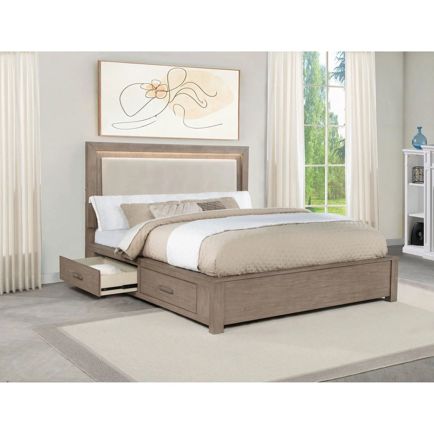Gibbons - LED Storage Bed With Upholstered Headboard by HouseOfZazla