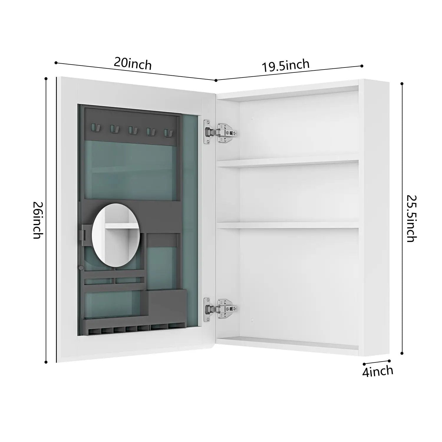 20'' W x 26'' H Surface Frameless Mirror Medicine Cabinet by HouseOfZazla