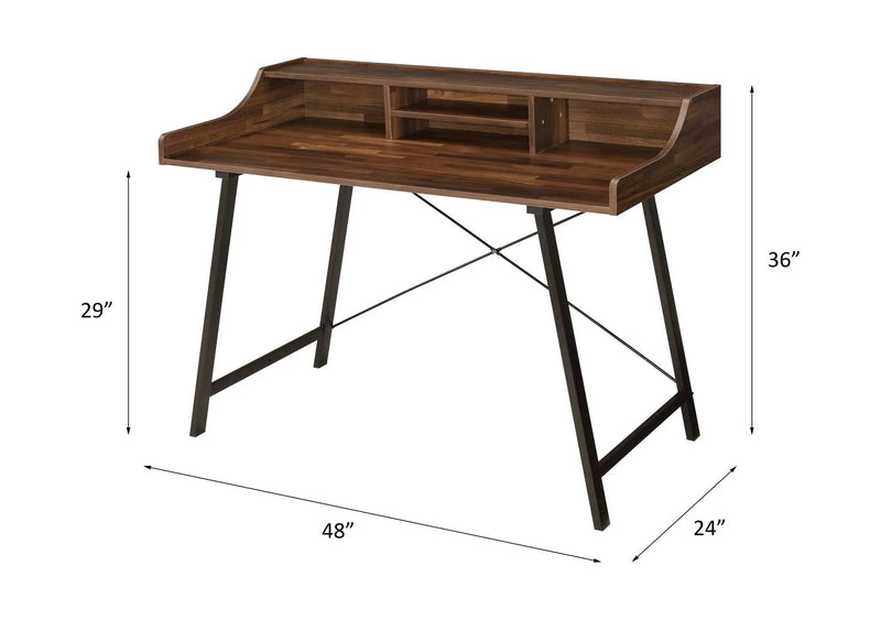 Sange - Writing Desk With USB - Walnut & Black by Unique Piece Furniture