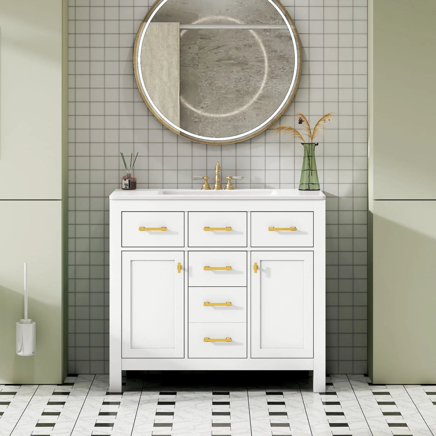 Bathroom Vanity With Sink Combo Set, Modern Bathroom Cabinet With 4 Drawers by HouseOfZazla
