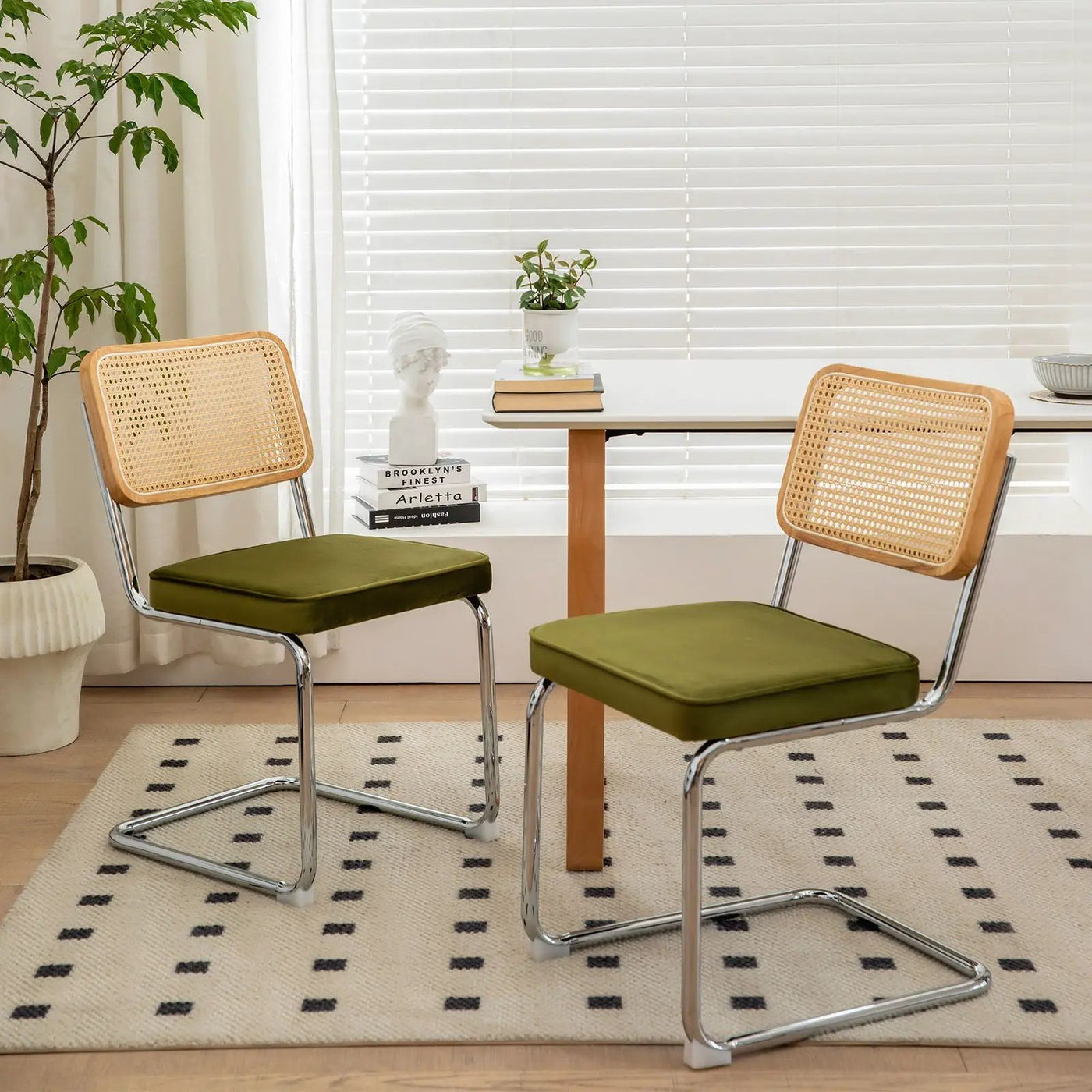 Rattan Side Accent Dining Chairs With Painted Legs (Set of 2) by Unique Piece Furniture