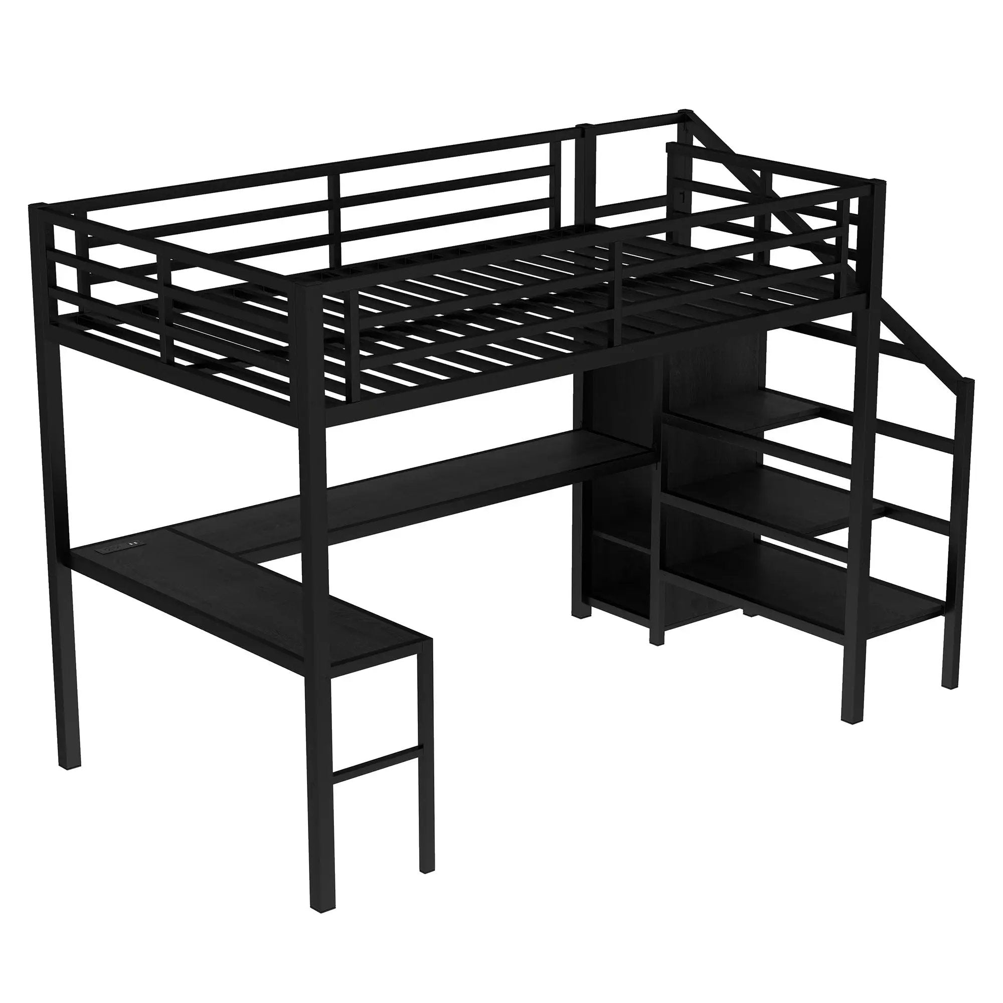 Full Size Loft Bed with L-Shaped Desk and USB by HouseOfZazla