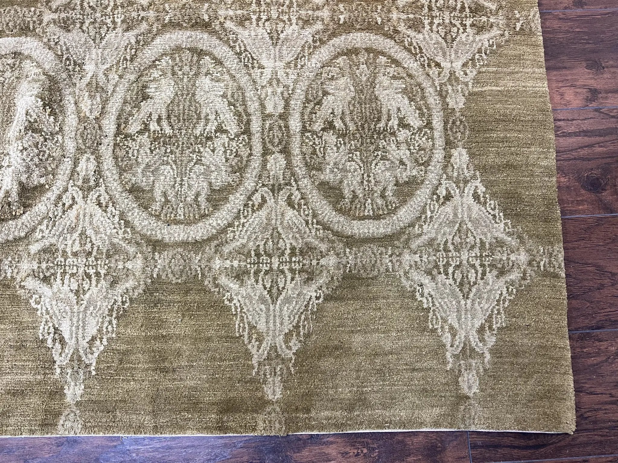 Tibetan Rug 12x15, Wool Hand Knotted Carpet, Odegard Rug, Birds, Olive Green, 12 x 15 Oversized Handmade Contemporary Area Rug, Extra Large by Jewel Rugs