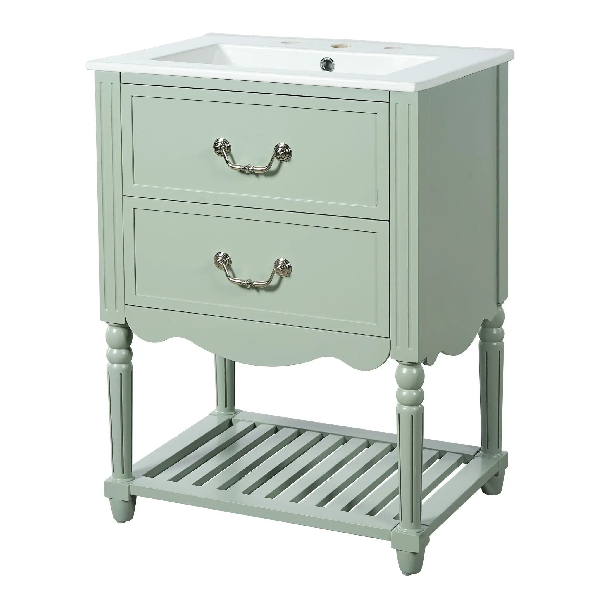 Wave Design Bathroom Vanity With Sink, 2 Drawers And Open Shelf by Unique Piece Furniture