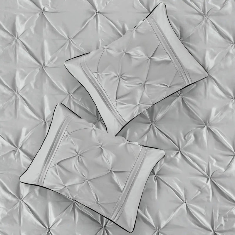 7 Piece Tufted Comforter Set Grey Queen by HouseOfZazla