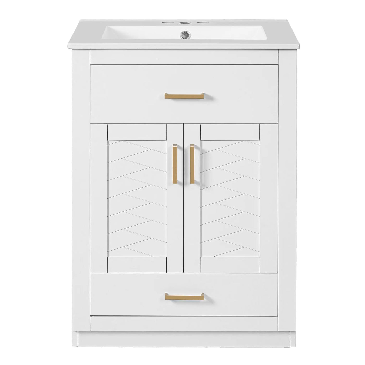Modern Bathroom Vanity With Integrated Ceramic Sink, 2 Door Cabinet With Tip-Out Drawer by Unique Piece Furniture