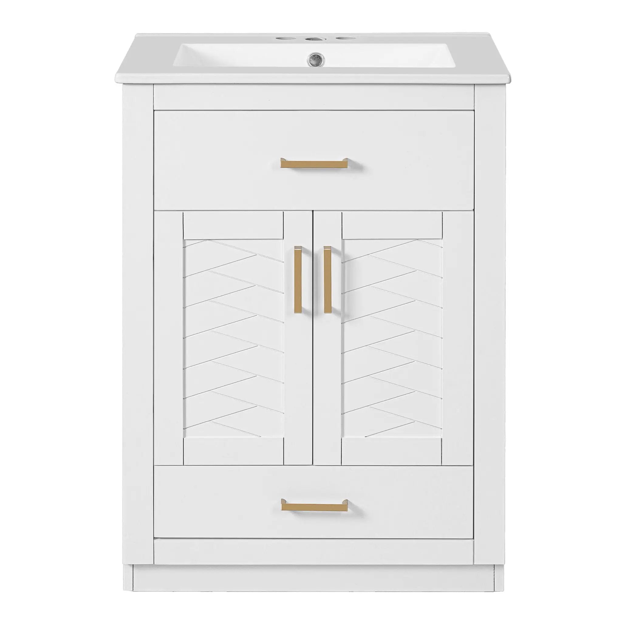 Modern Bathroom Vanity With Integrated Ceramic Sink, 2 Door Cabinet With Tip-Out Drawer by Unique Piece Furniture