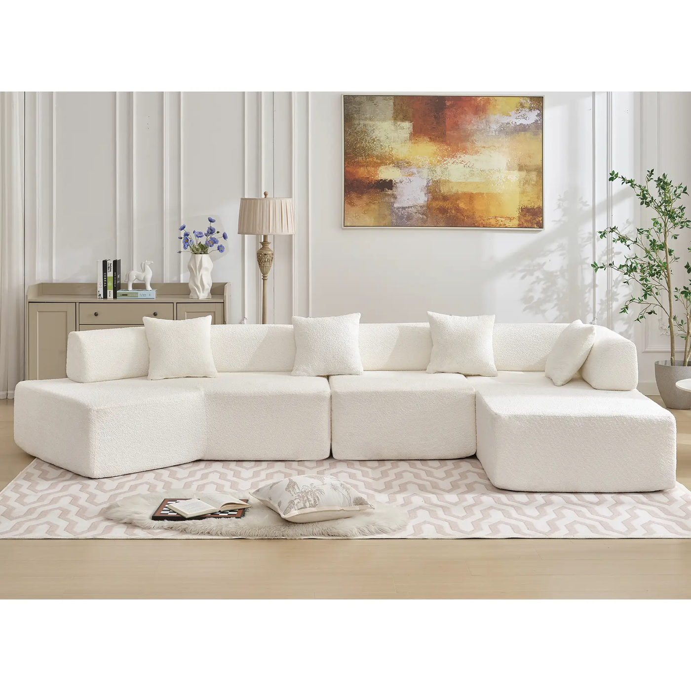 Modern Minimalist 140" L-Shape Couch by HouseOfZazla