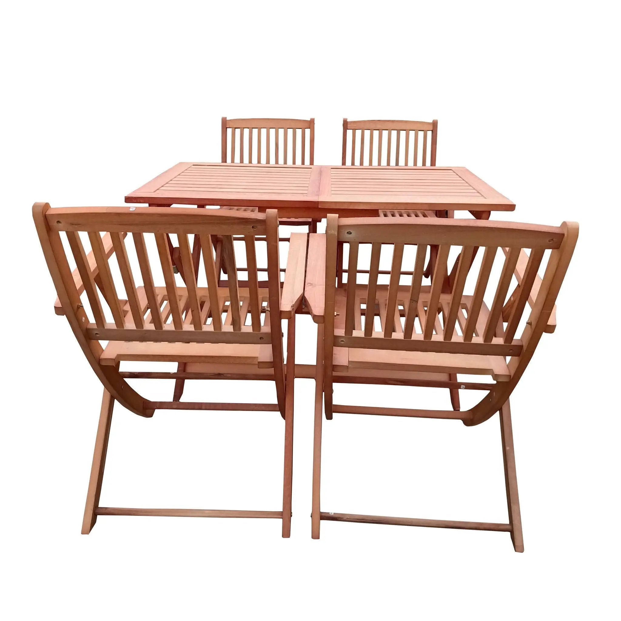 5 Piece Patio Dining Set, 4 Folding Chairs & 1 Dining Table, Indoor And Outdoor Universal - Teak by Unique Piece Furniture
