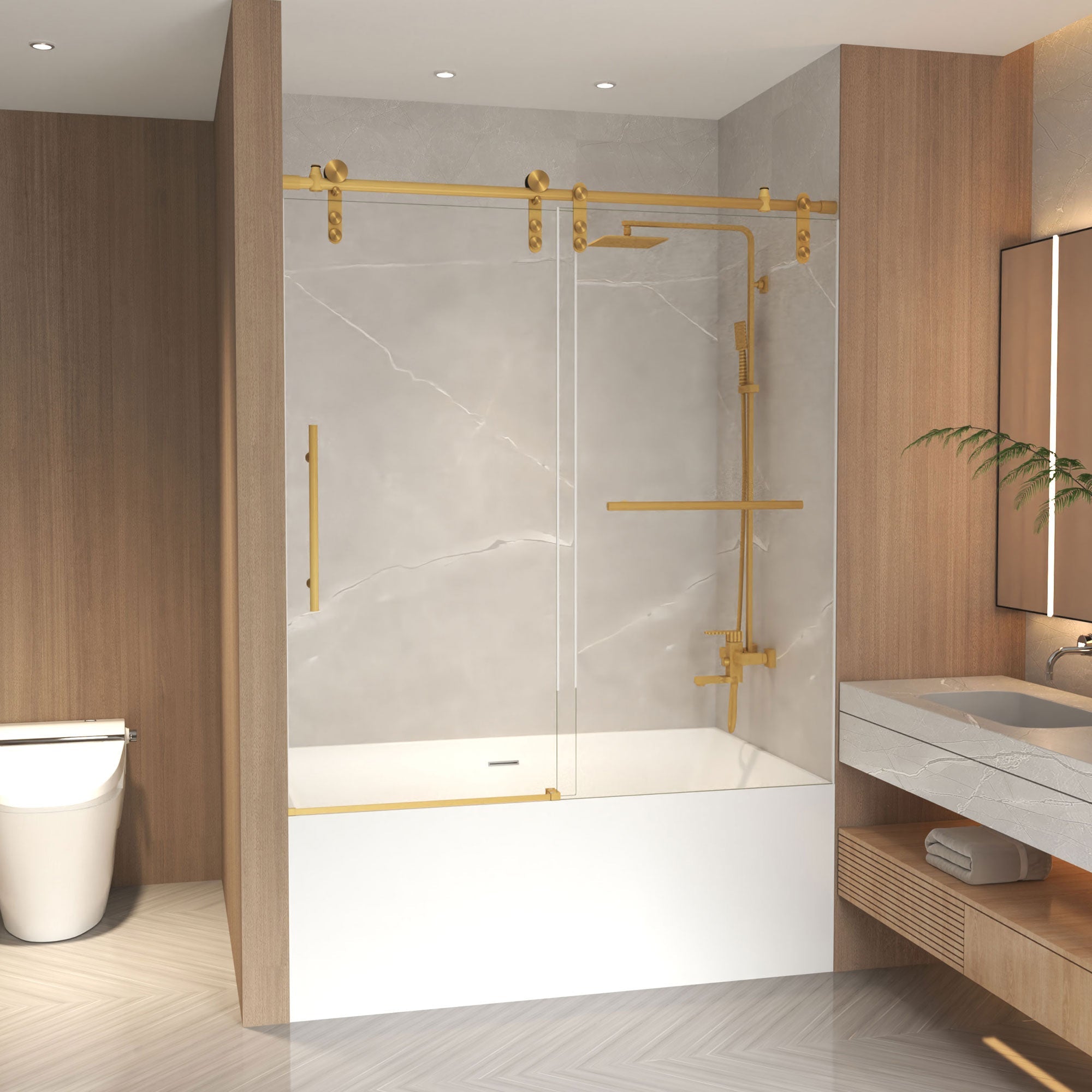 56-60" x 66" Frameless Sliding Bathtub Door by HouseOfZazla