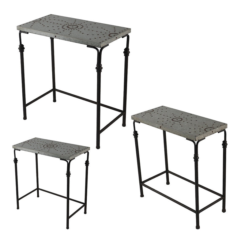 Set of 3 Gilbert Nesting Tables Metal Plant Stand by HouseOfZazla