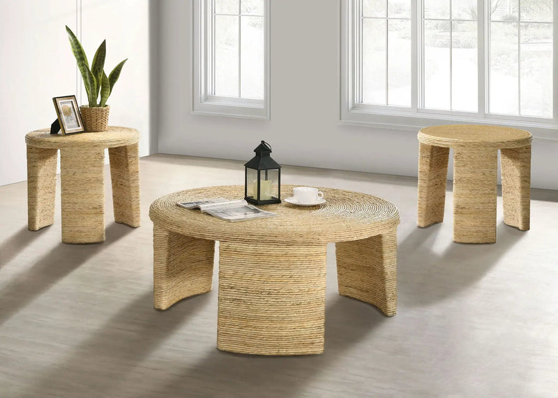 Artina 3-piece Rattan Coffee and End Table Set Natural by Unique Piece Furniture