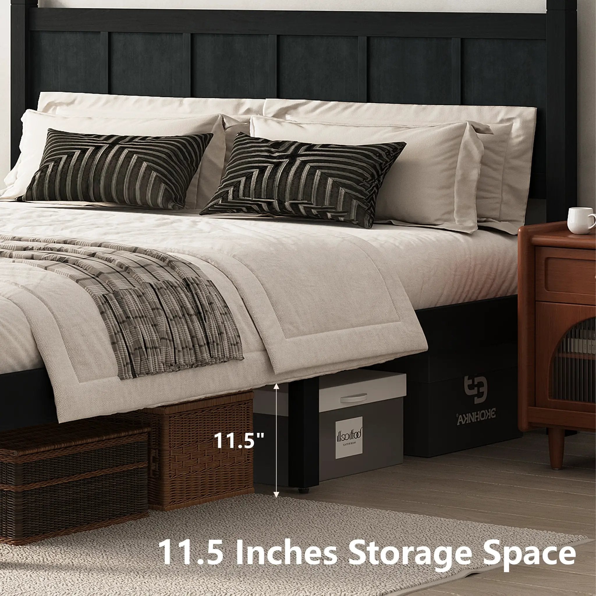 Queen Size Flat Panel Bed with Headboard & Footboard by HouseOfZazla