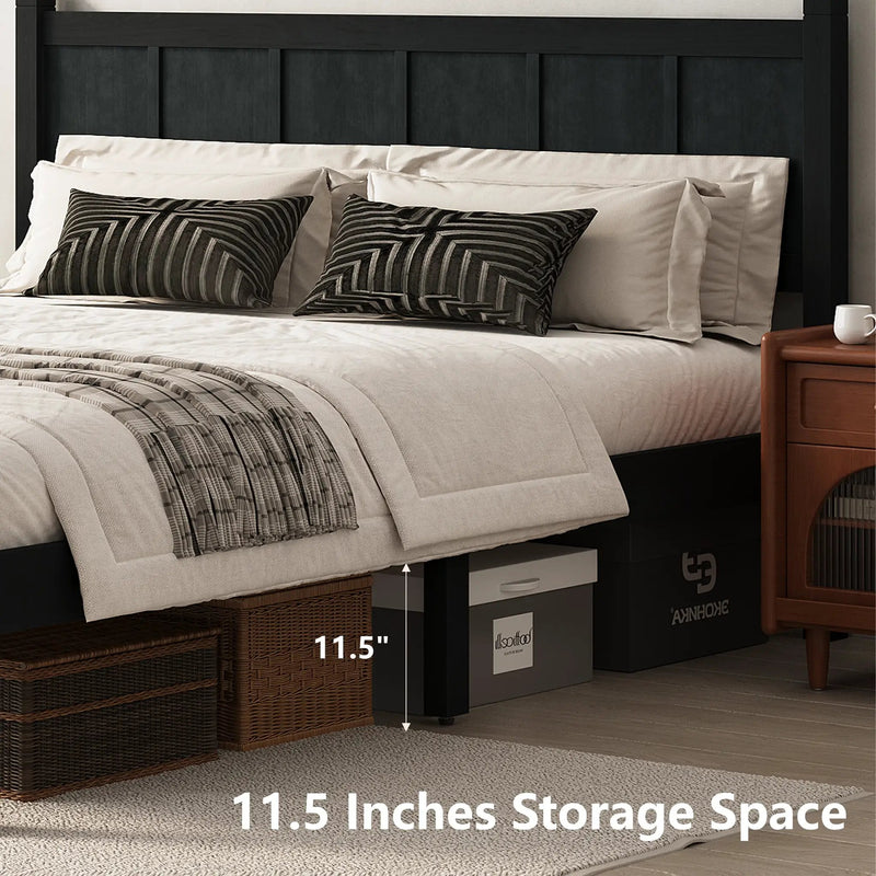 Queen Size Flat Panel Bed with Headboard & Footboard by HouseOfZazla