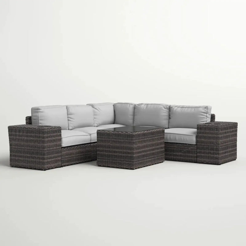 Modern Patio Rattan Sectional Set With Cushions by HouseOfZazla