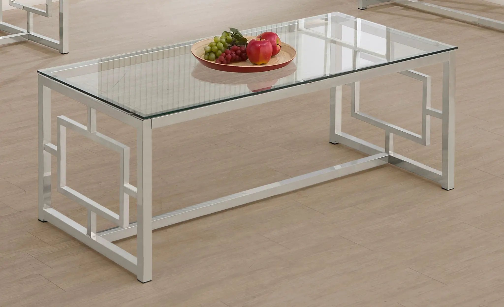Merced Rectangular Glass Top Coffee Table Nickel by Unique Piece Furniture