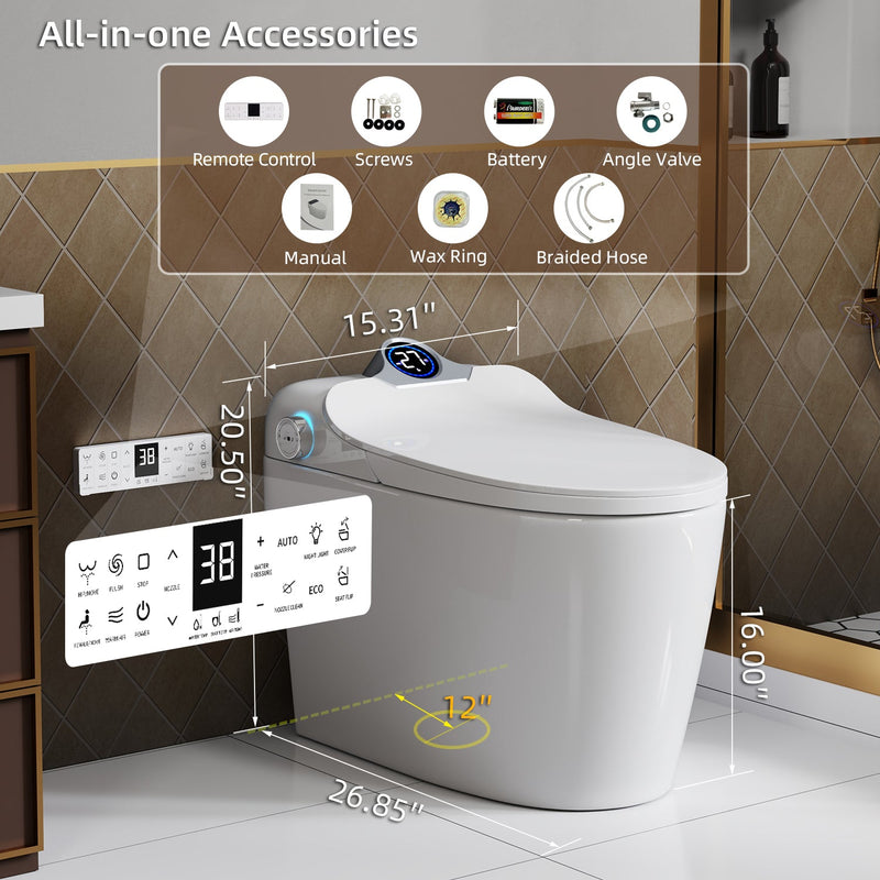 Smart Toilet Bidet Combo with Foot Sensor and Remote Control by HouseOfZazla