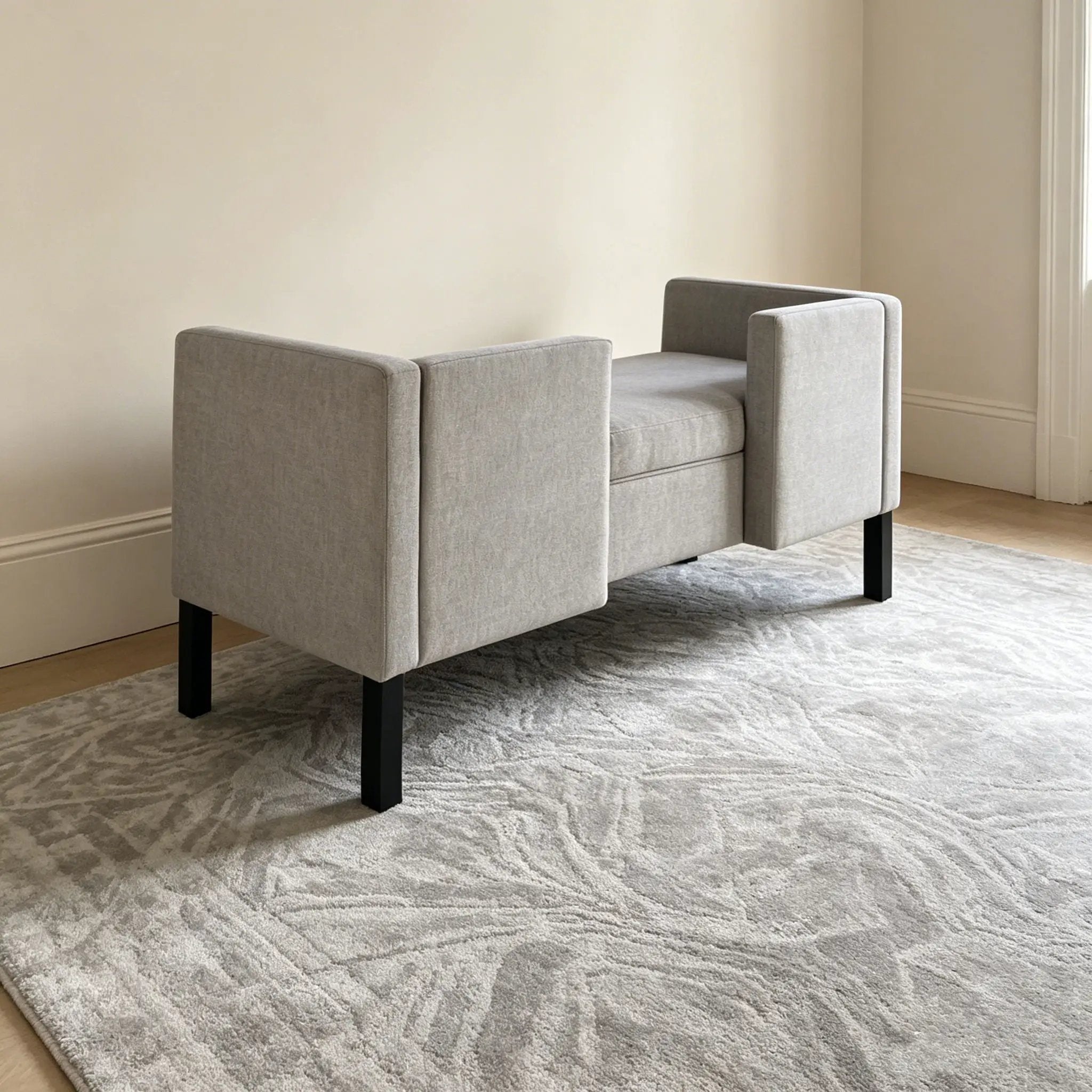 Upholstered Ottoman With 2 Bolster Pillows For Living Room - Gray by HouseOfZazla
