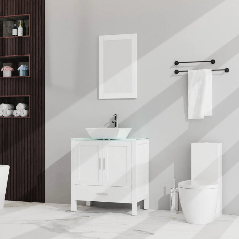 Bathroom Vanity And Sink Combo Glass Top Cabinet With Mirror by Unique Piece Furniture