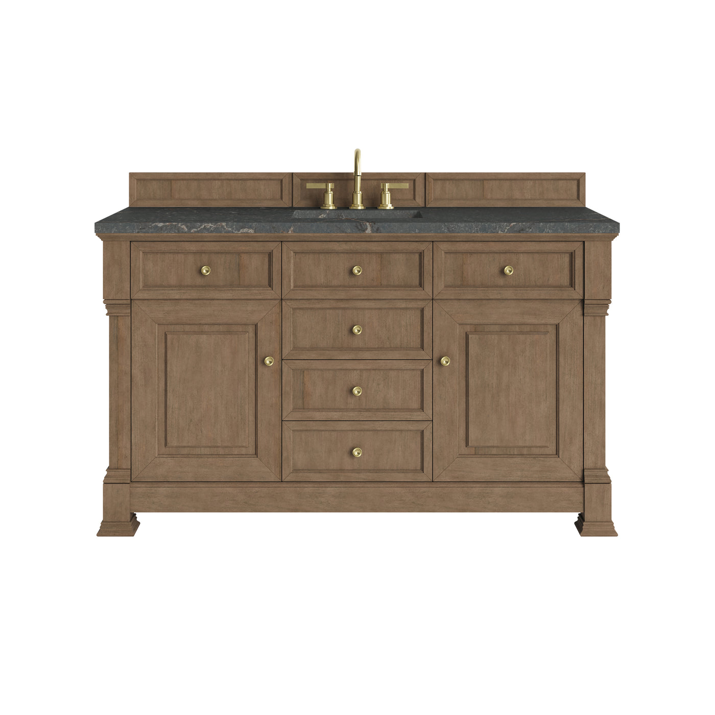 James Martin Brookfield 60" Single Bathroom Vanity, Pecan with Parisien Bleu countertop