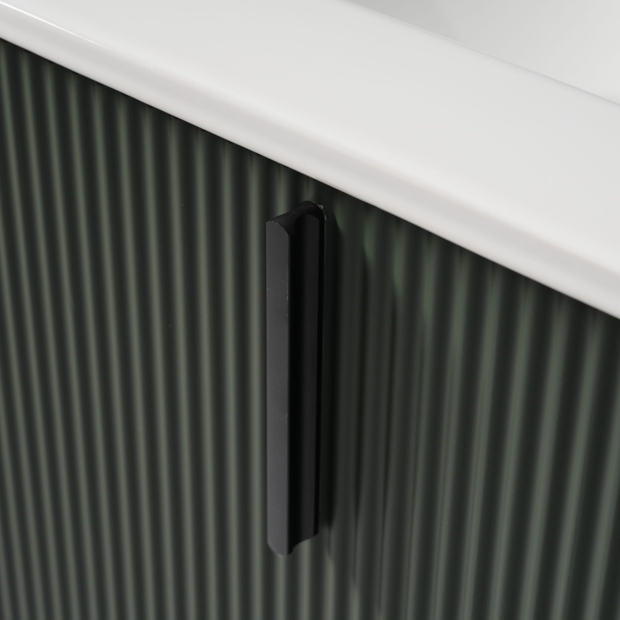 Bathroom Vanity With Ceramic Sink, Fluted Design by HouseOfZazla