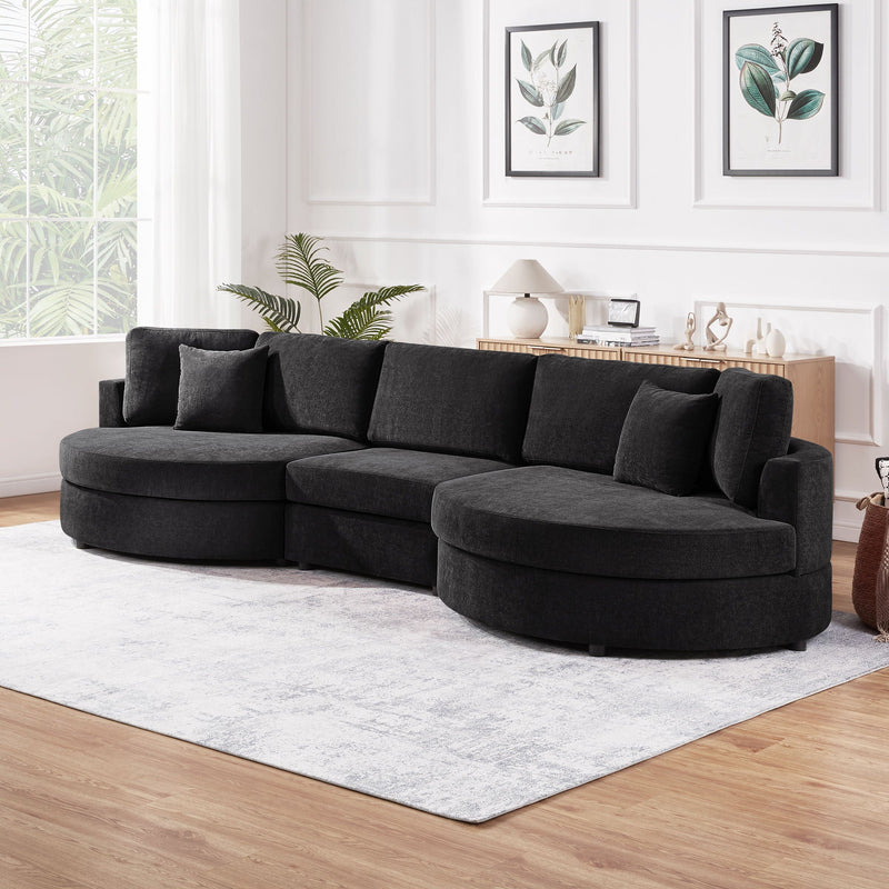 Modern 3 Seater Upholstered Sofa With Curved Design by HouseOfZazla