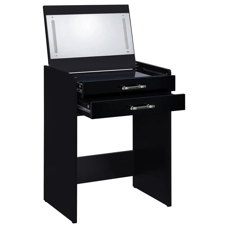 Danbury 3-drawer Makeup Vanity & Stool Set Black High Gloss by Unique Piece Furniture