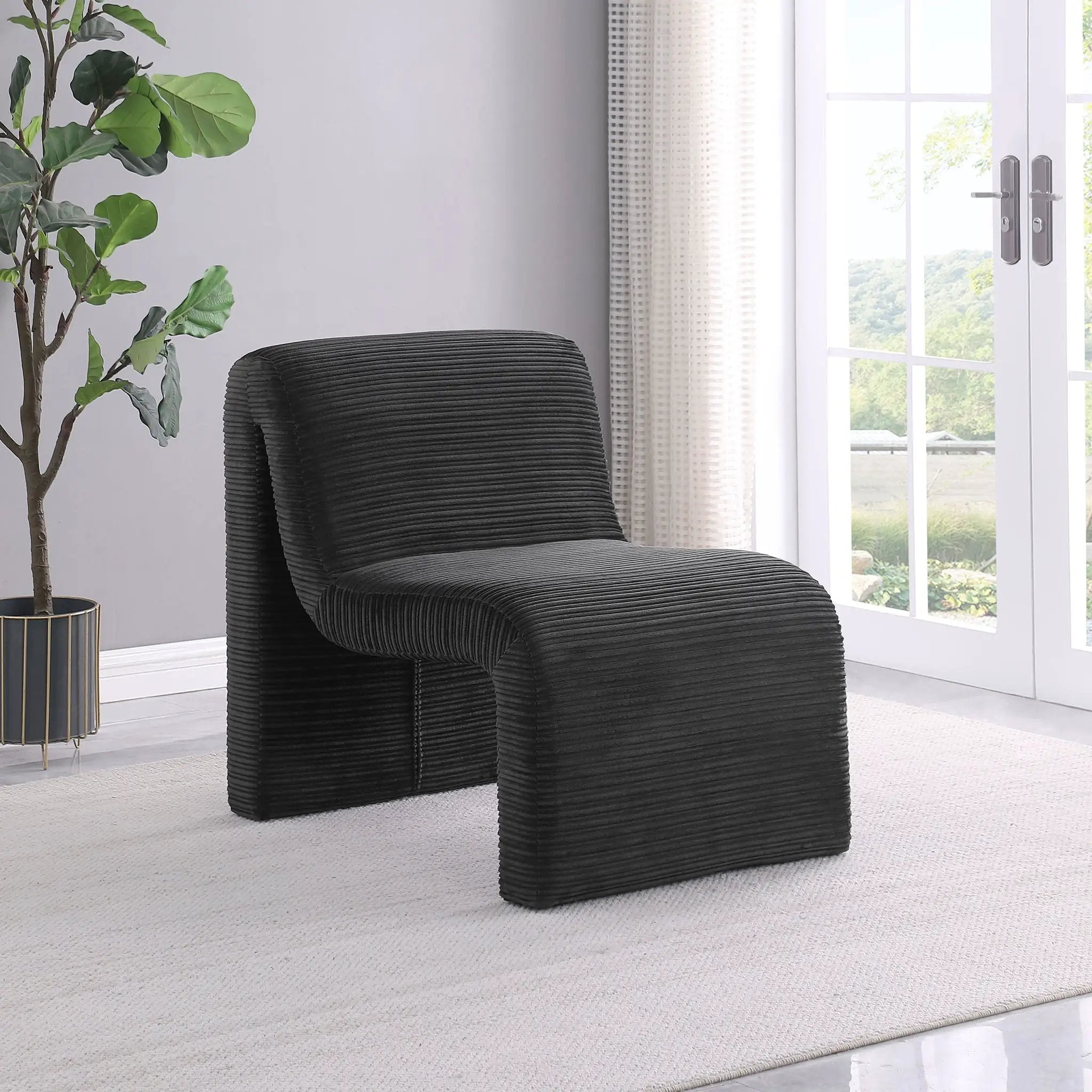 Winne - Curved Armless Accent Chair by HouseOfZazla