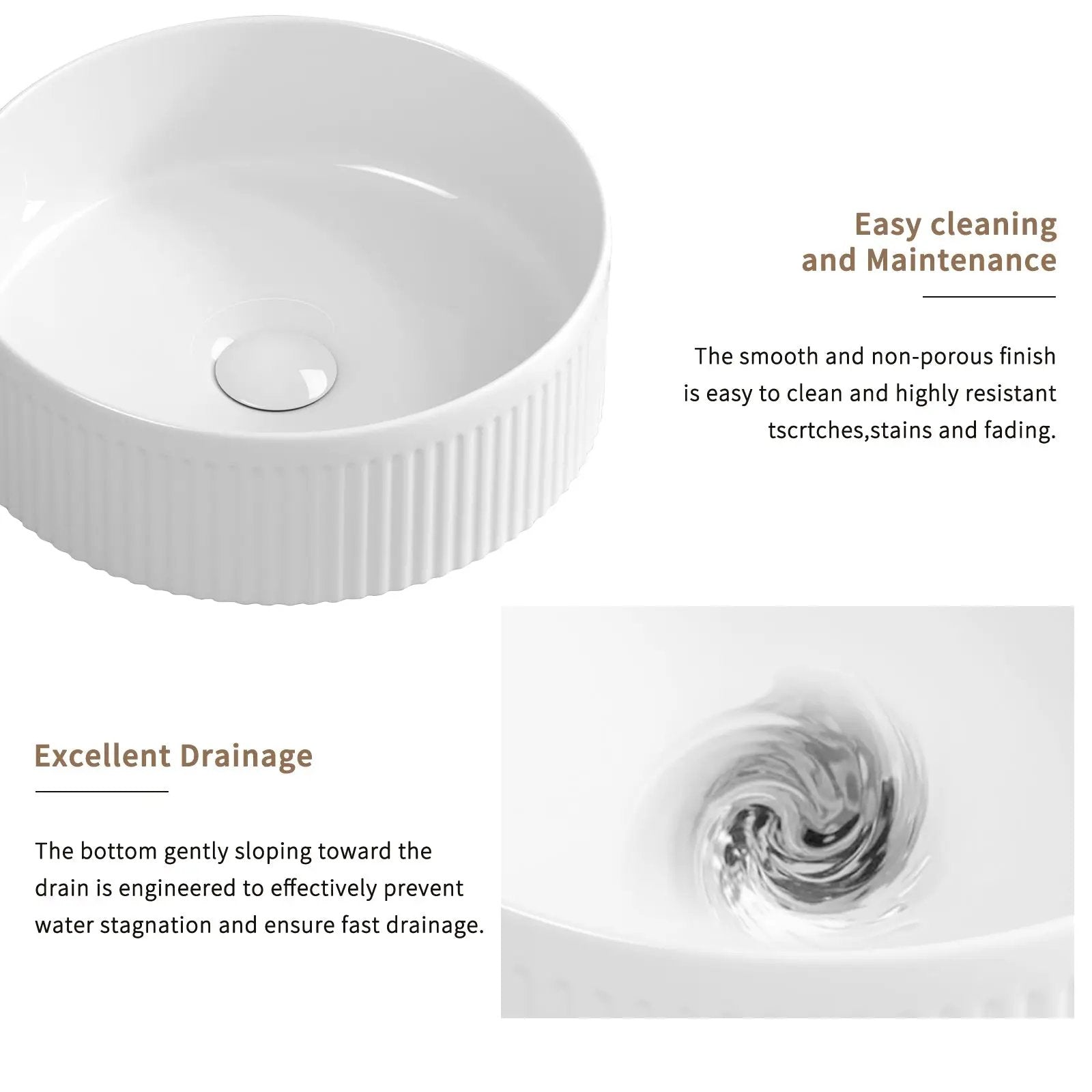 Small Bathroom Sink - 14 Inch Round Above Counter Porcelain Ceramic by HouseOfZazla