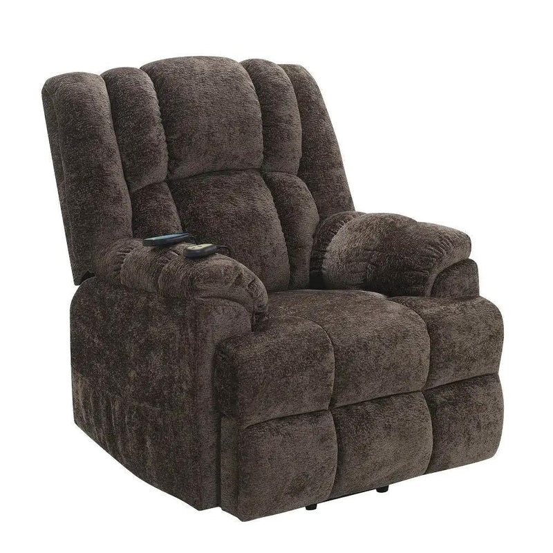 Pacay - Power Recliner With Lift & Heating & Massage - Brown Chenille by Unique Piece Furniture