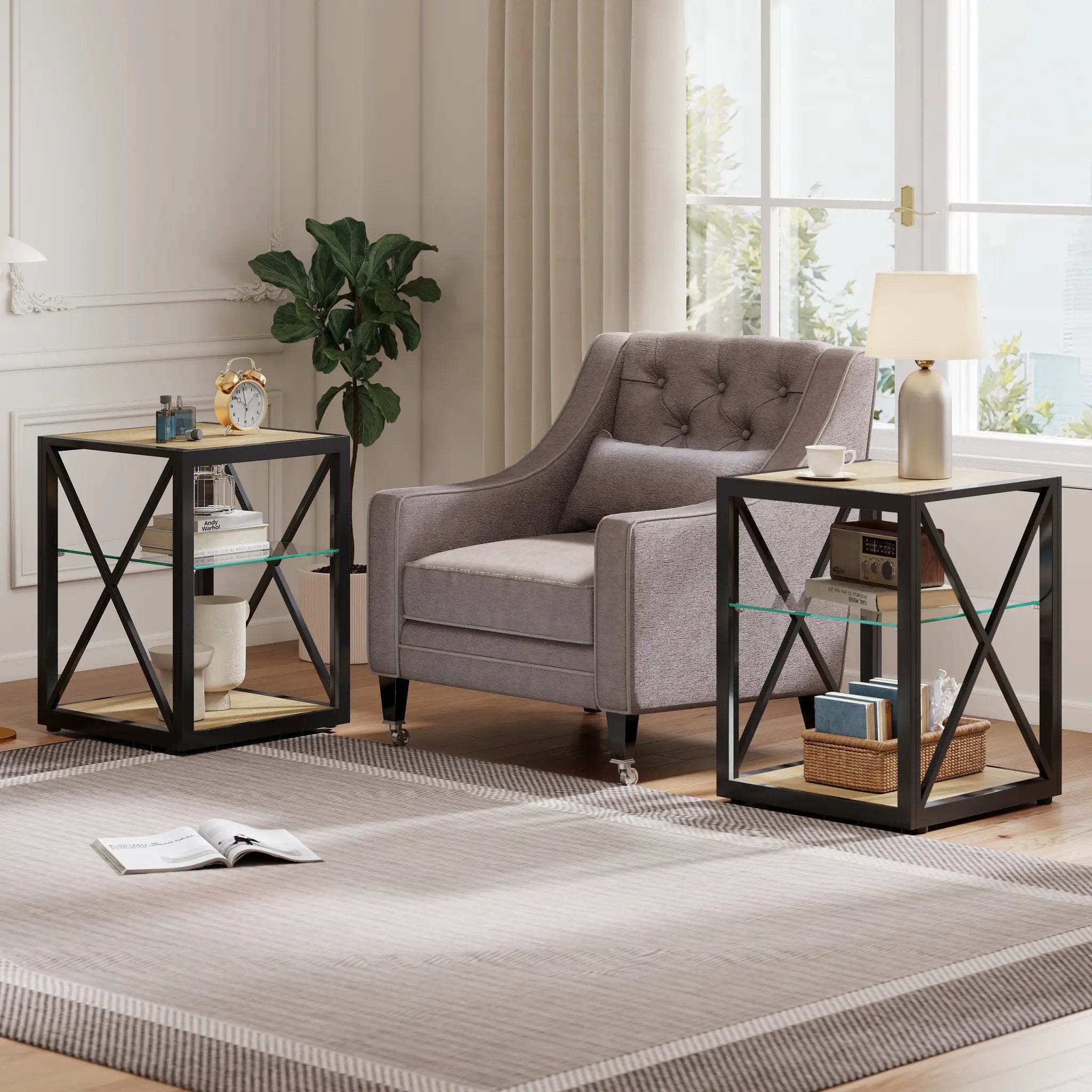 Set of 2 Modern End Table Nightstands by HouseOfZazla