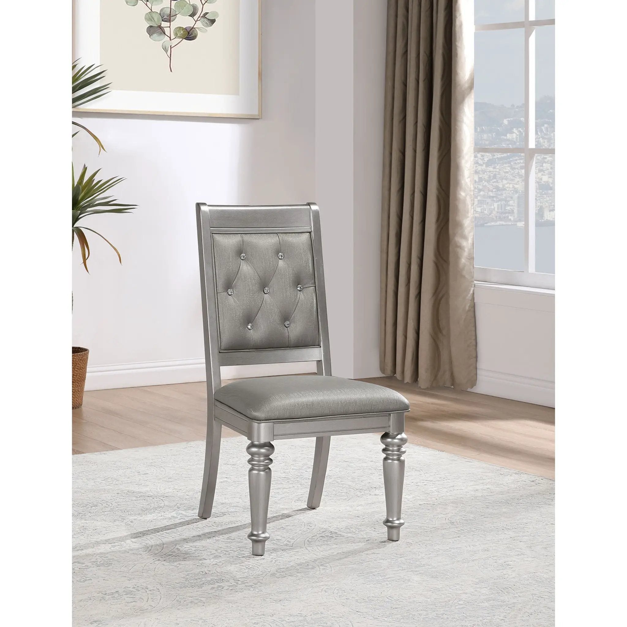 Hollywood - Platinum Open Side Chair (Set of 2) - Silver by HouseOfZazla