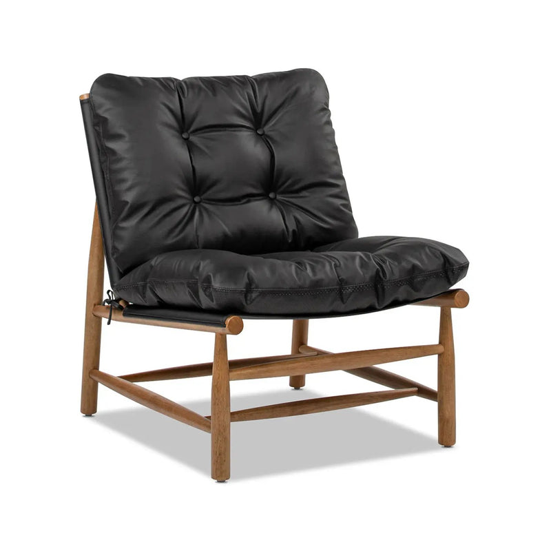 Oxford Leather Mid-Century Modern Accent Chair - Noir Black by Unique Piece Furniture