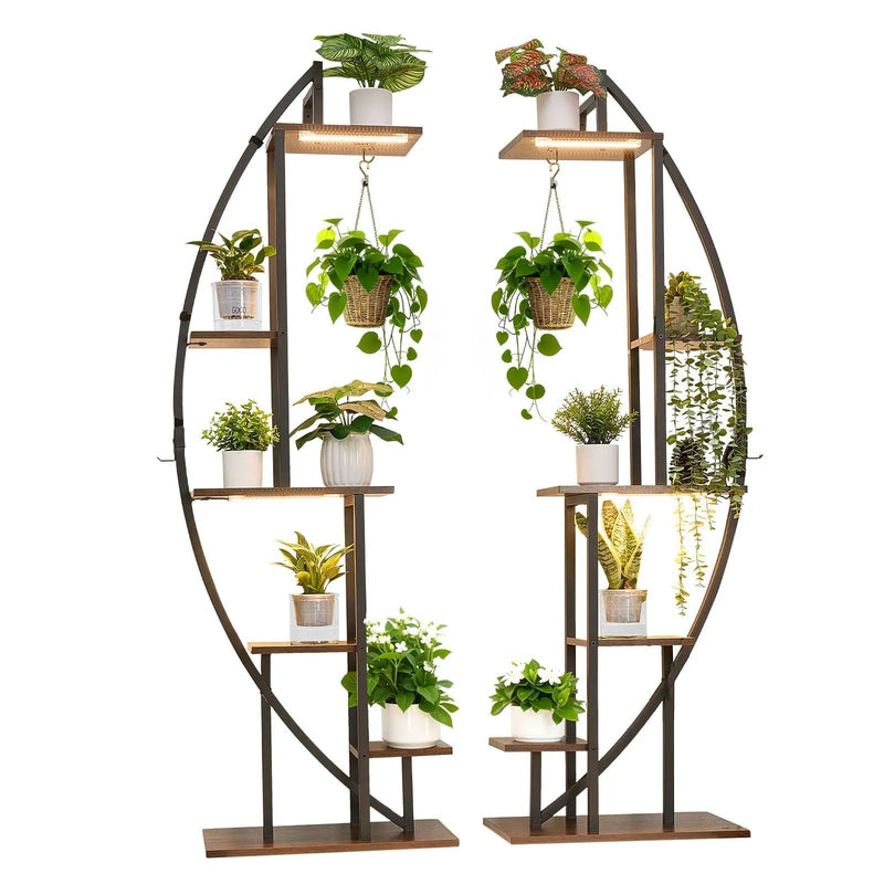 63-Inch Tall 6-Tier Indoor Plant Stand with Grow Lights (2-Pack) by HouseOfZazla