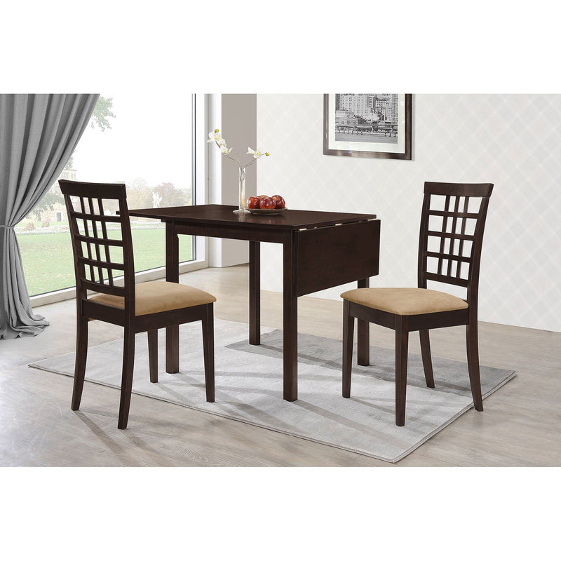 Vanetta - 3 Piece Dining Set With Drop Leaf Table And Chairs - Cappuccino by HouseOfZazla