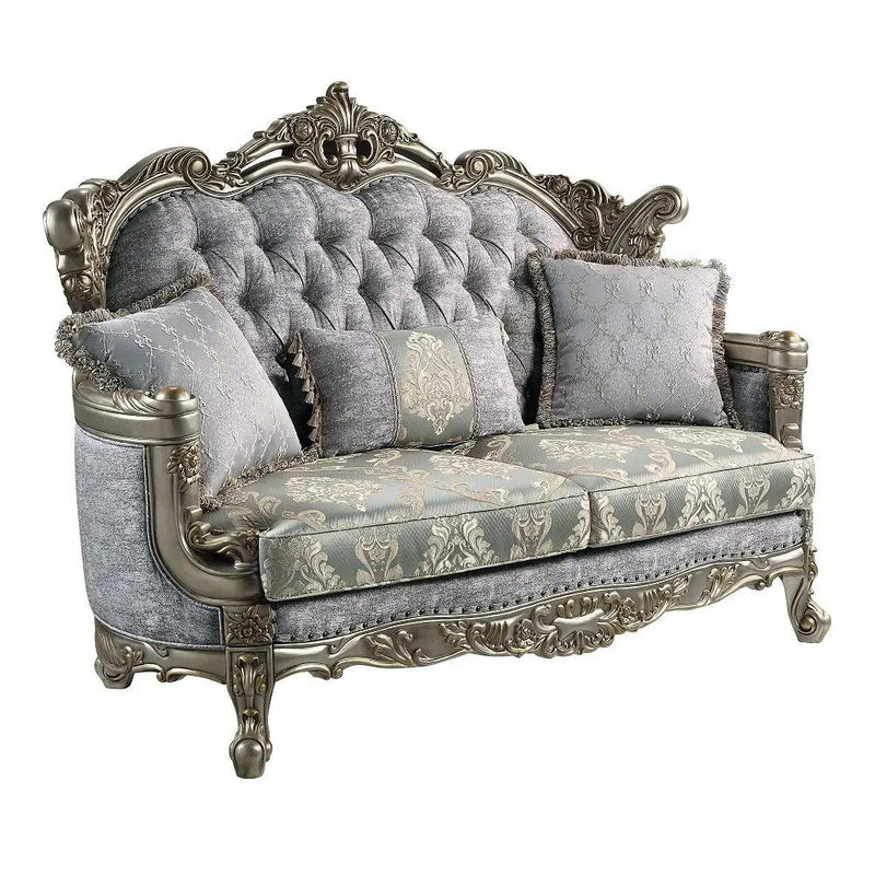 Miliani - Loveseat With 3 Pillows - Fabric & Antique Bronze by Unique Piece Furniture