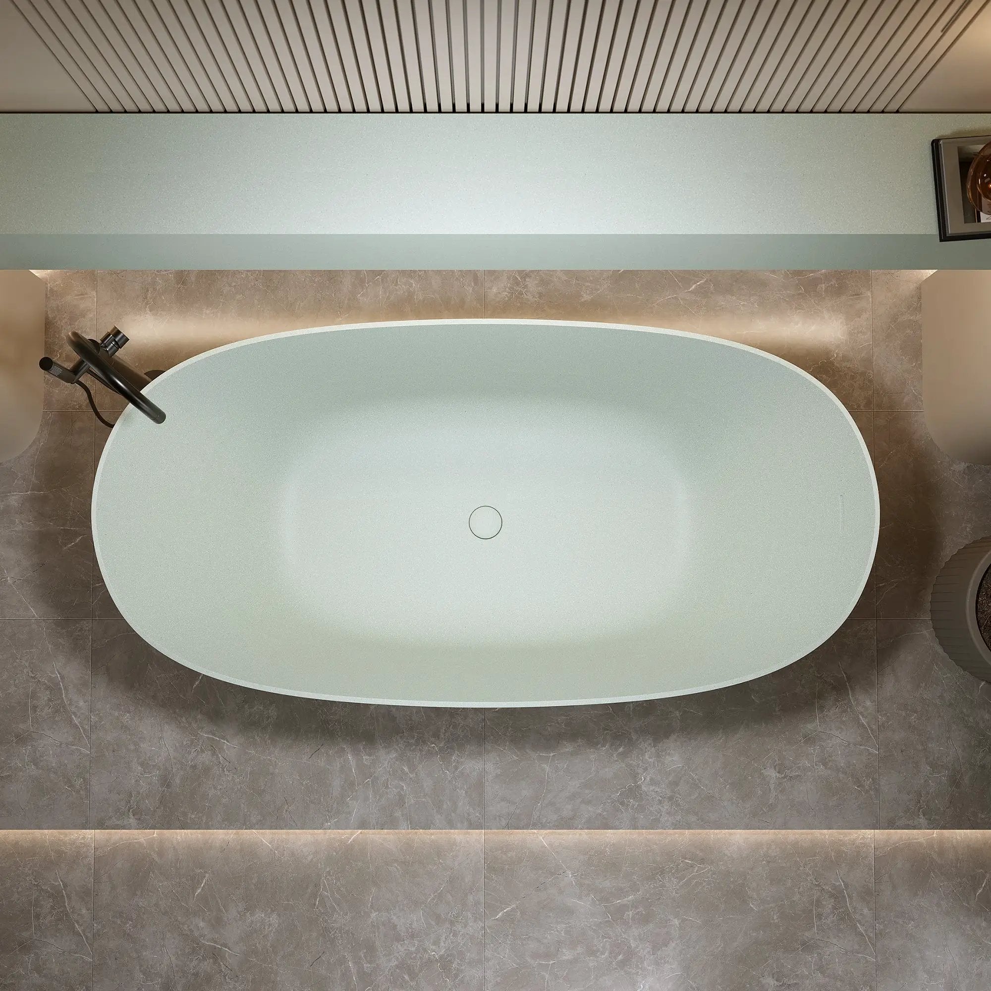 69'' Freestanding Bathtub Resin Stone Soaking Bathtub by HouseOfZazla