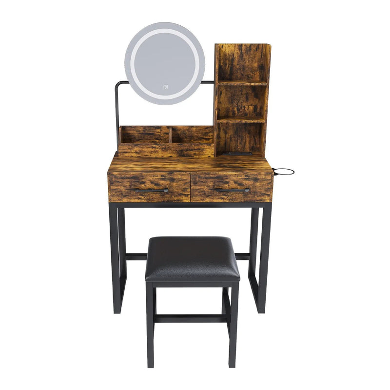 Makeup Vanity Table With LED Lights, 3 Color Options, Power Outlet by HouseOfZazla