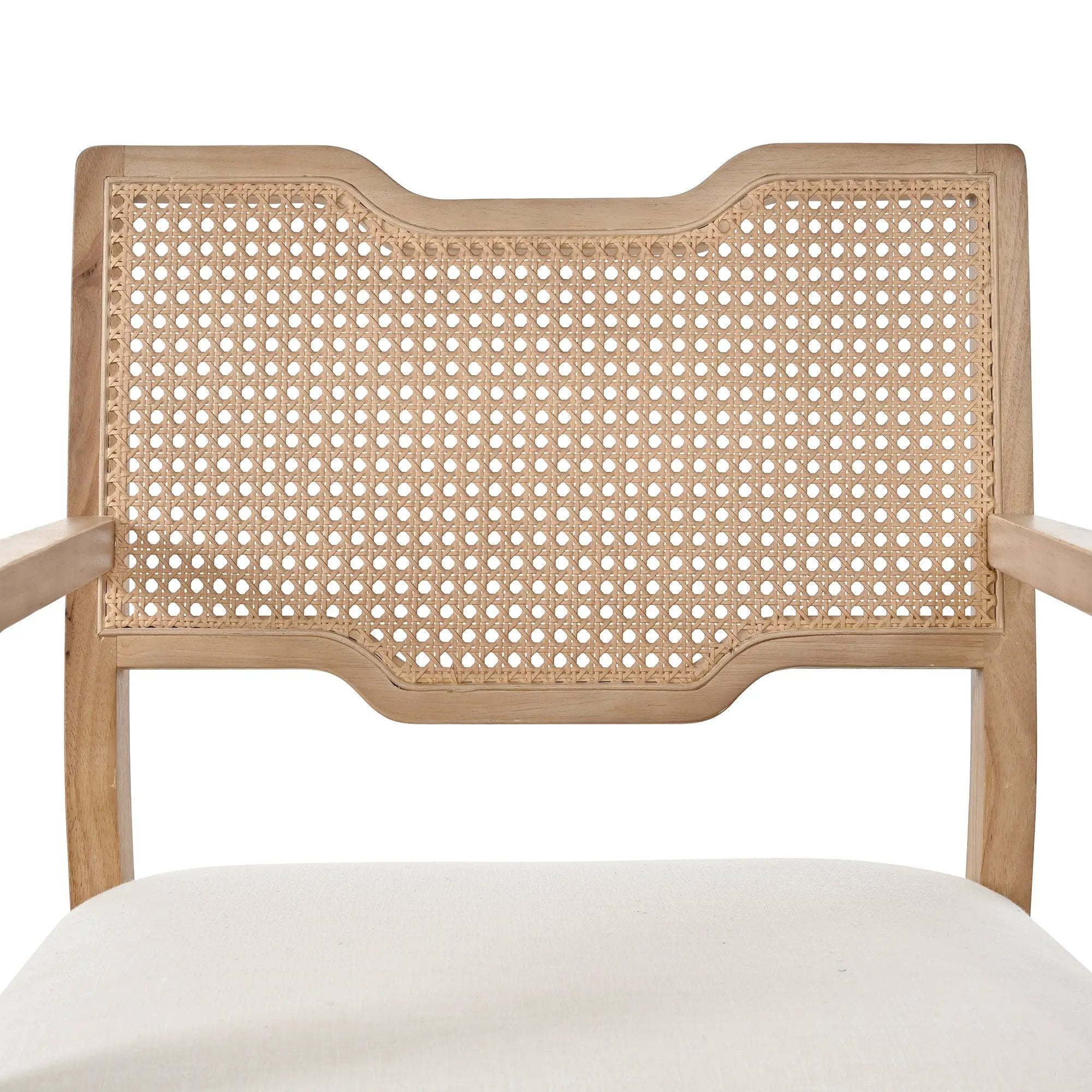 Farmhouse Dining Chairs Set of 2 with Upholstered Seats and Rattan Backrest by HouseOfZazla