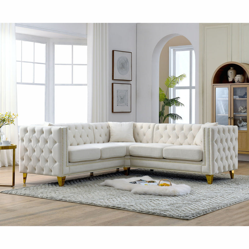 L-Shaped Corner Sofa, 5 Seater Sectional With Tufted Design by HouseOfZazla