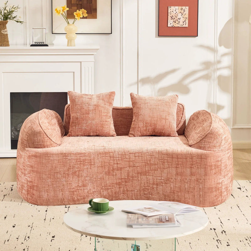 Curved 2 Person Compress Sofa With Armrests, Includes Pillows by Unique Piece Furniture