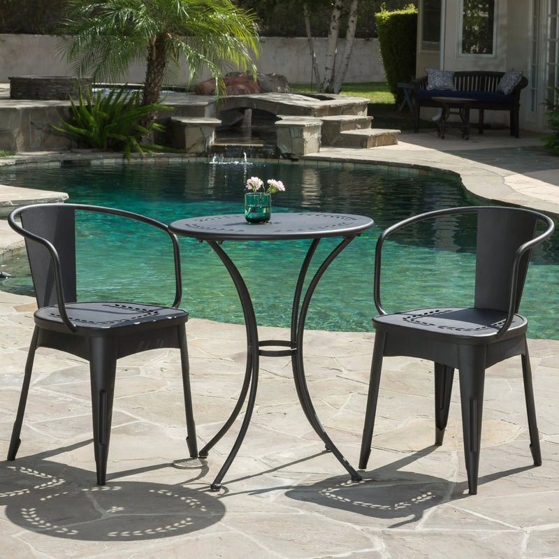 Ambrosia - 3 Piece Bistro Set With Leaf Motifs Top And Seat by HouseOfZazla