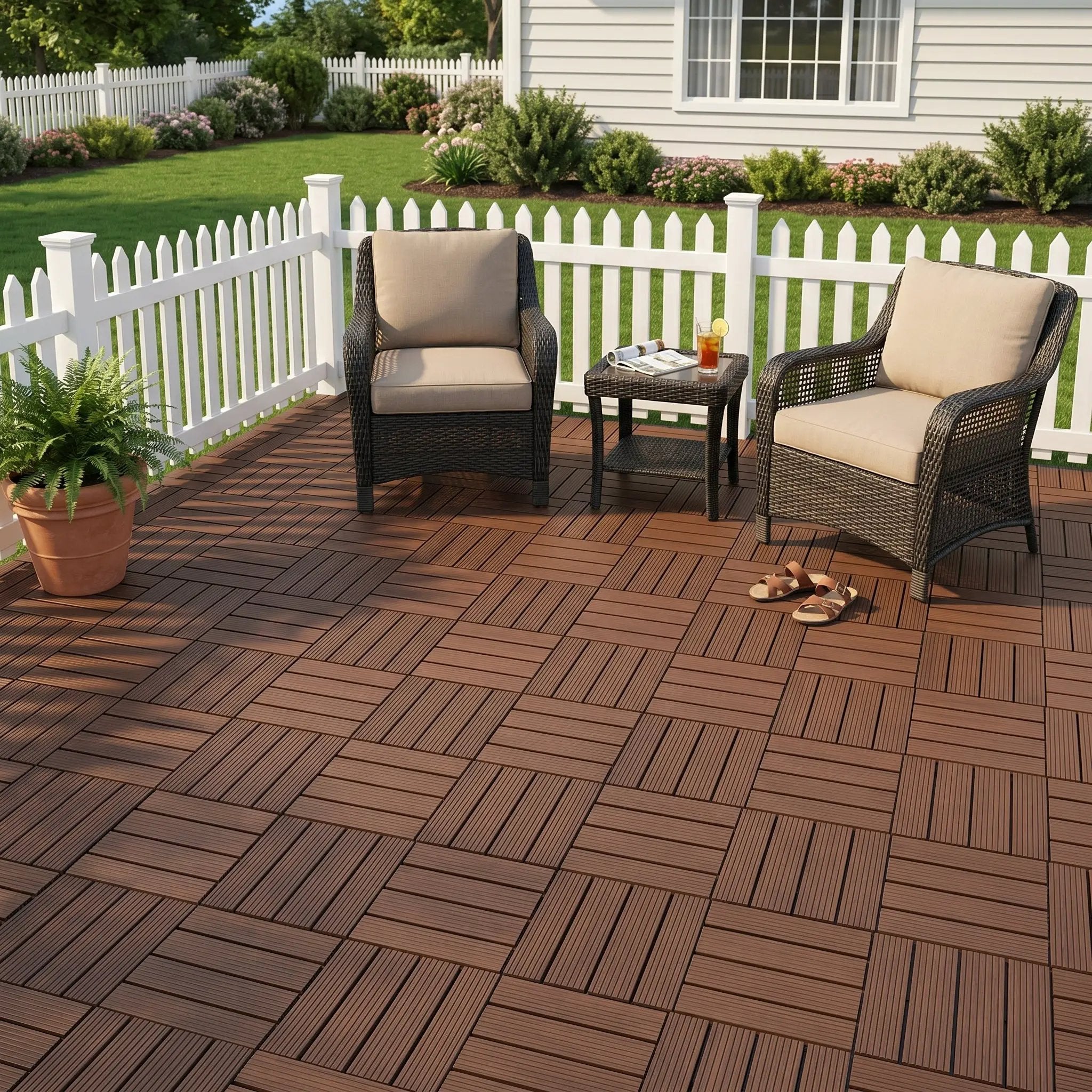 Plastic Interlocking Deck Tiles, 44 Pack 12"x12" by HouseOfZazla