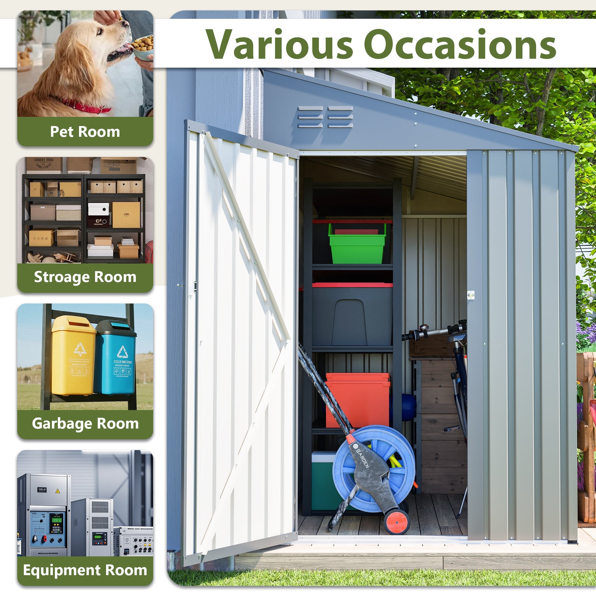 4x7 Foot Lean-To Shed in Olive by HouseOfZazla