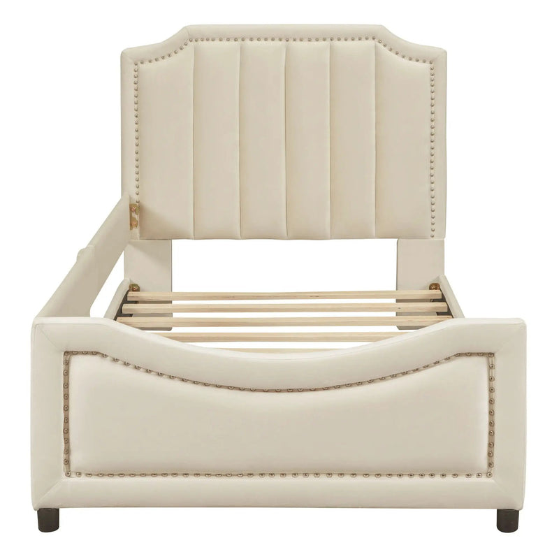 Upholstered Daybed With Classic Stripe Shaped Headboard by Unique Piece Furniture
