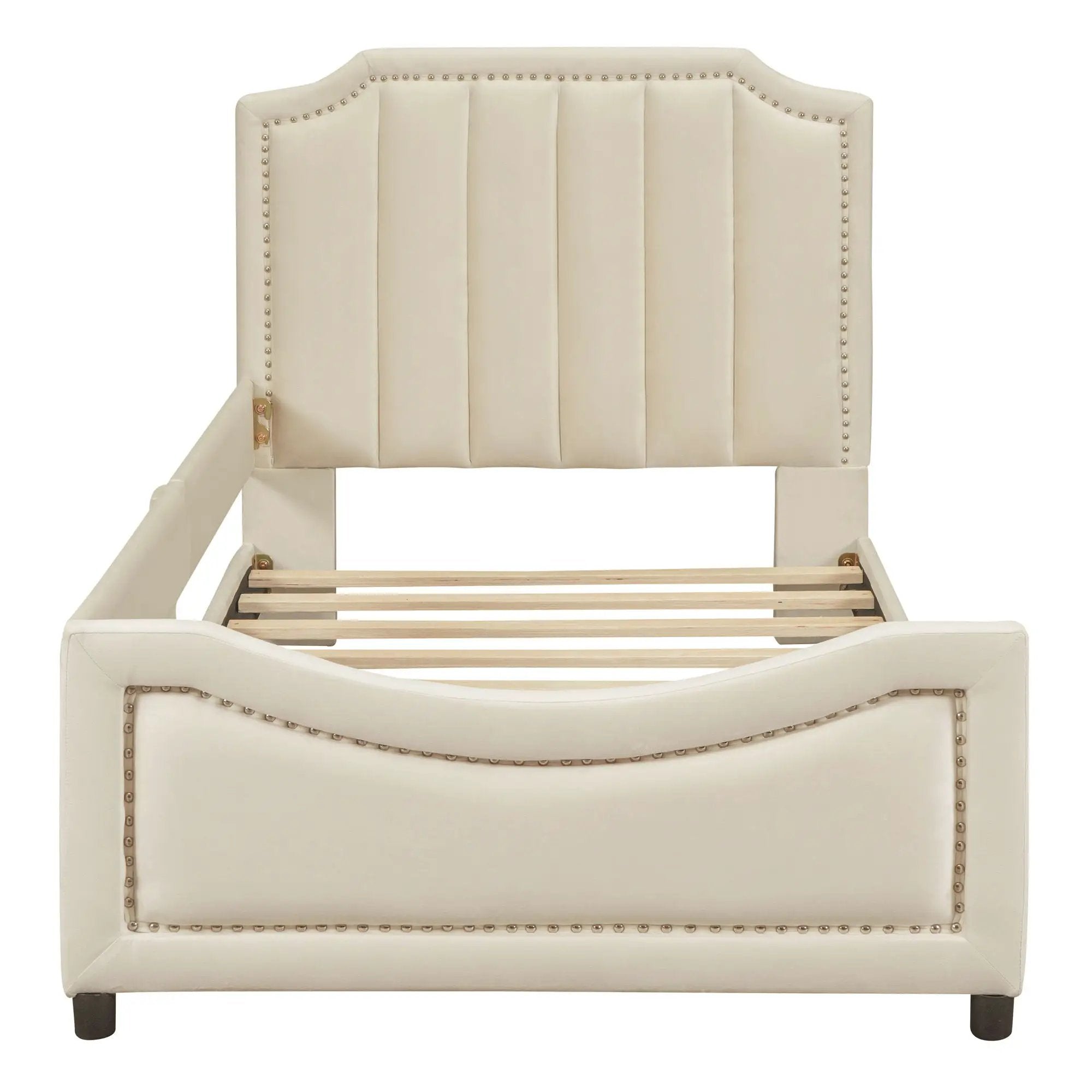 Upholstered Daybed With Classic Stripe Shaped Headboard by HouseOfZazla
