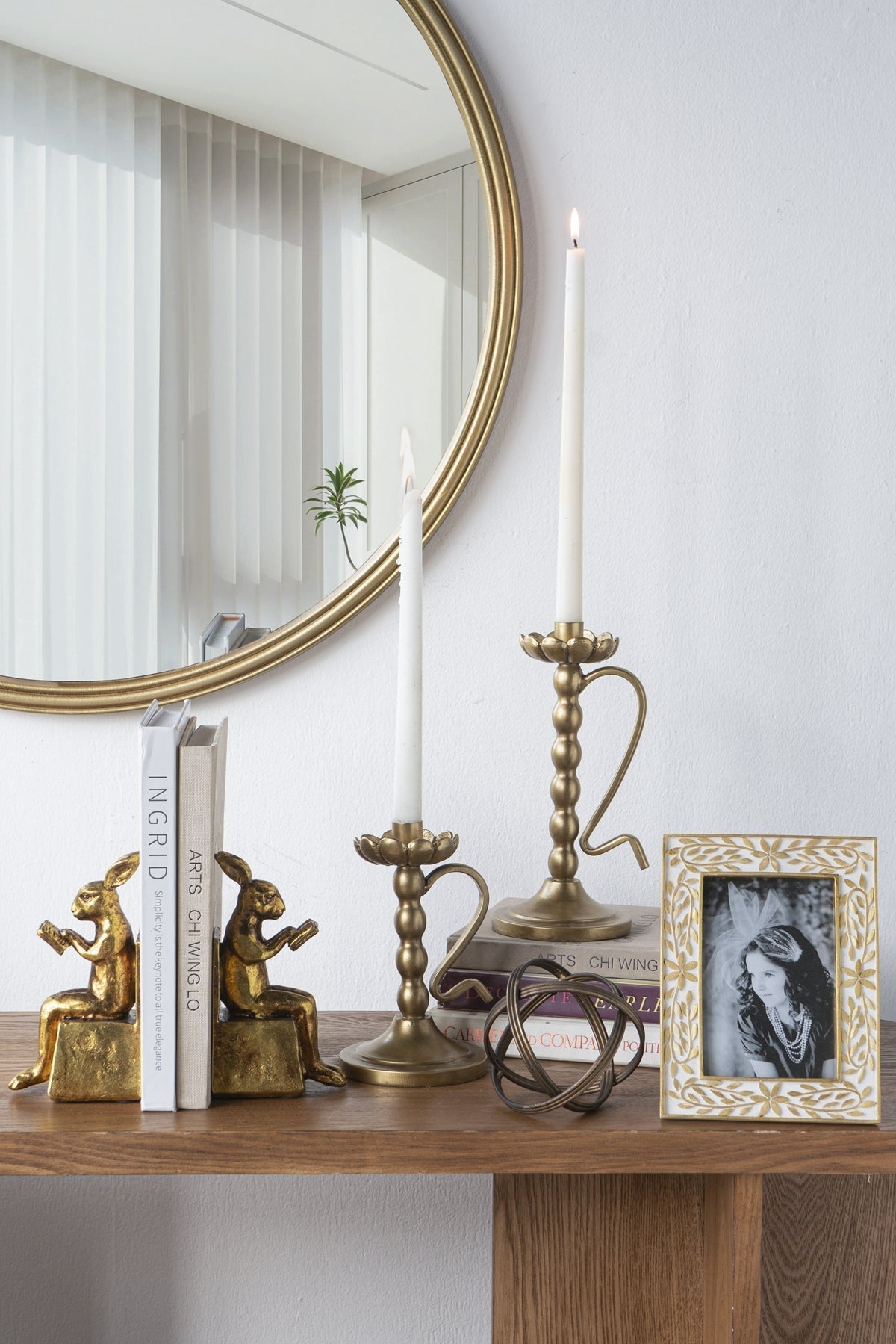 3.9x2.8x6.9' Sitting Rabbit Bookends With Antique Gold Finish by HouseOfZazla